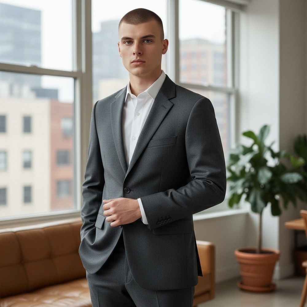 🌻Gianfranco Ruffini Italy Men's Gray Pinstripe Wool Cashmere Blazer Size 38S